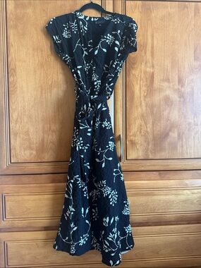 Collection B Black Floral Midi Dress with Belt